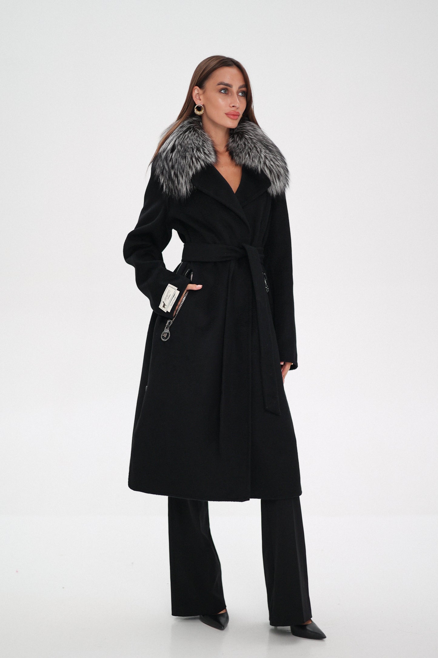 Saga®Furs Silver Fox Wool Alpaca Coat
