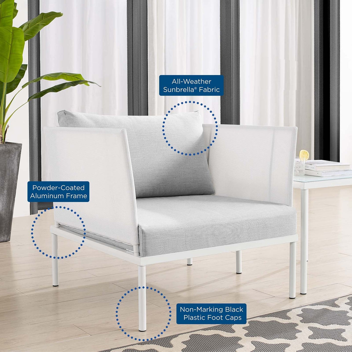 Harmony Sunbrella¨ Outdoor Patio Aluminum Armchair by Modway