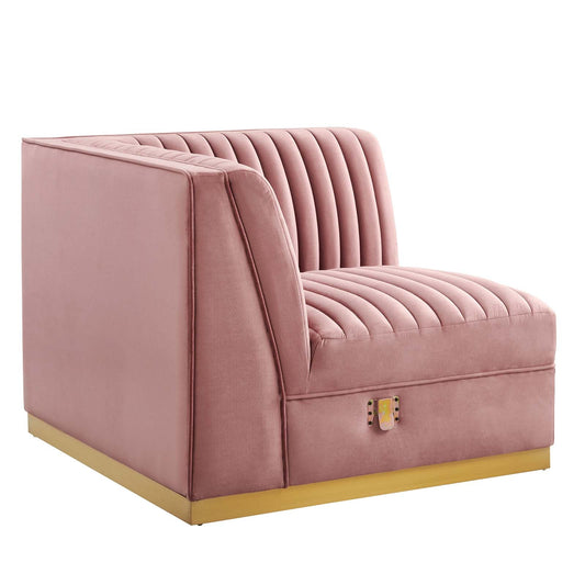 Sanguine Channel Tufted Performance Velvet Modular Sectional Sofa Left Corner Chair by Modway