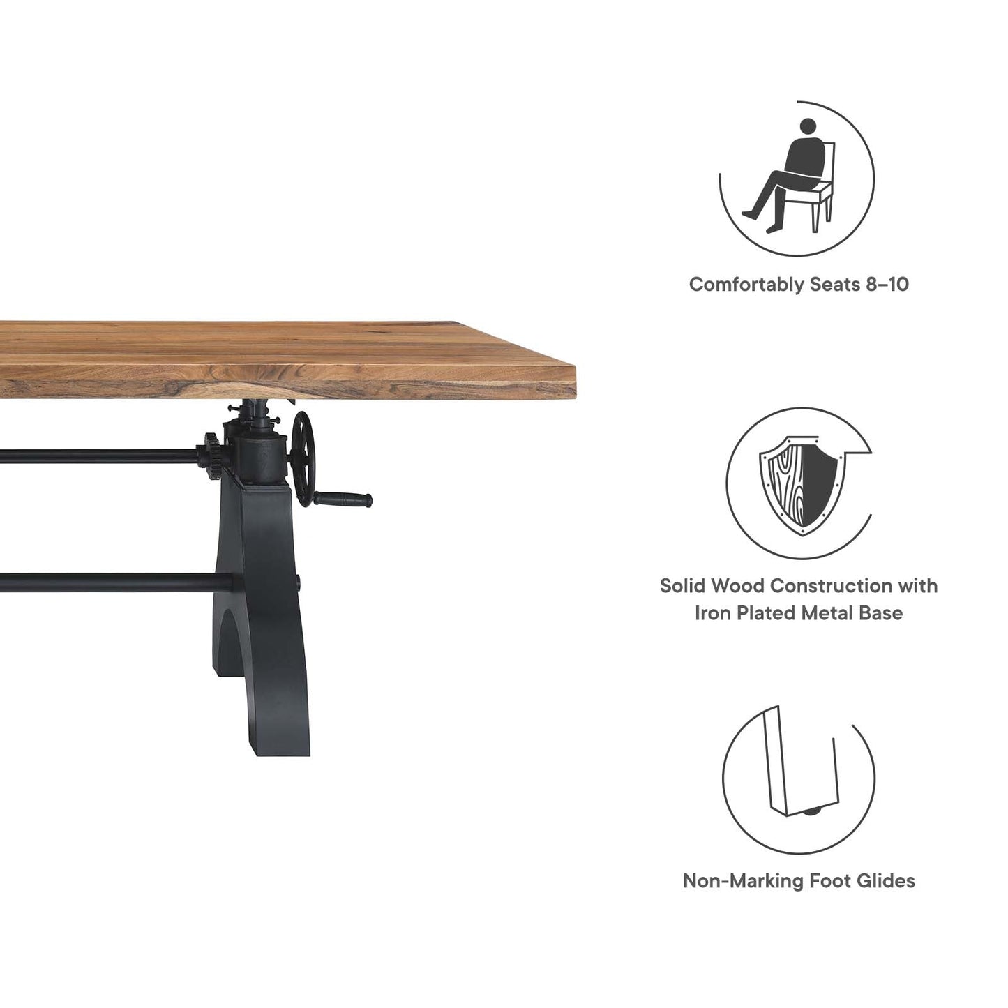 The Wexford 96" Crank Adjustable-Height Dining & Conference Table