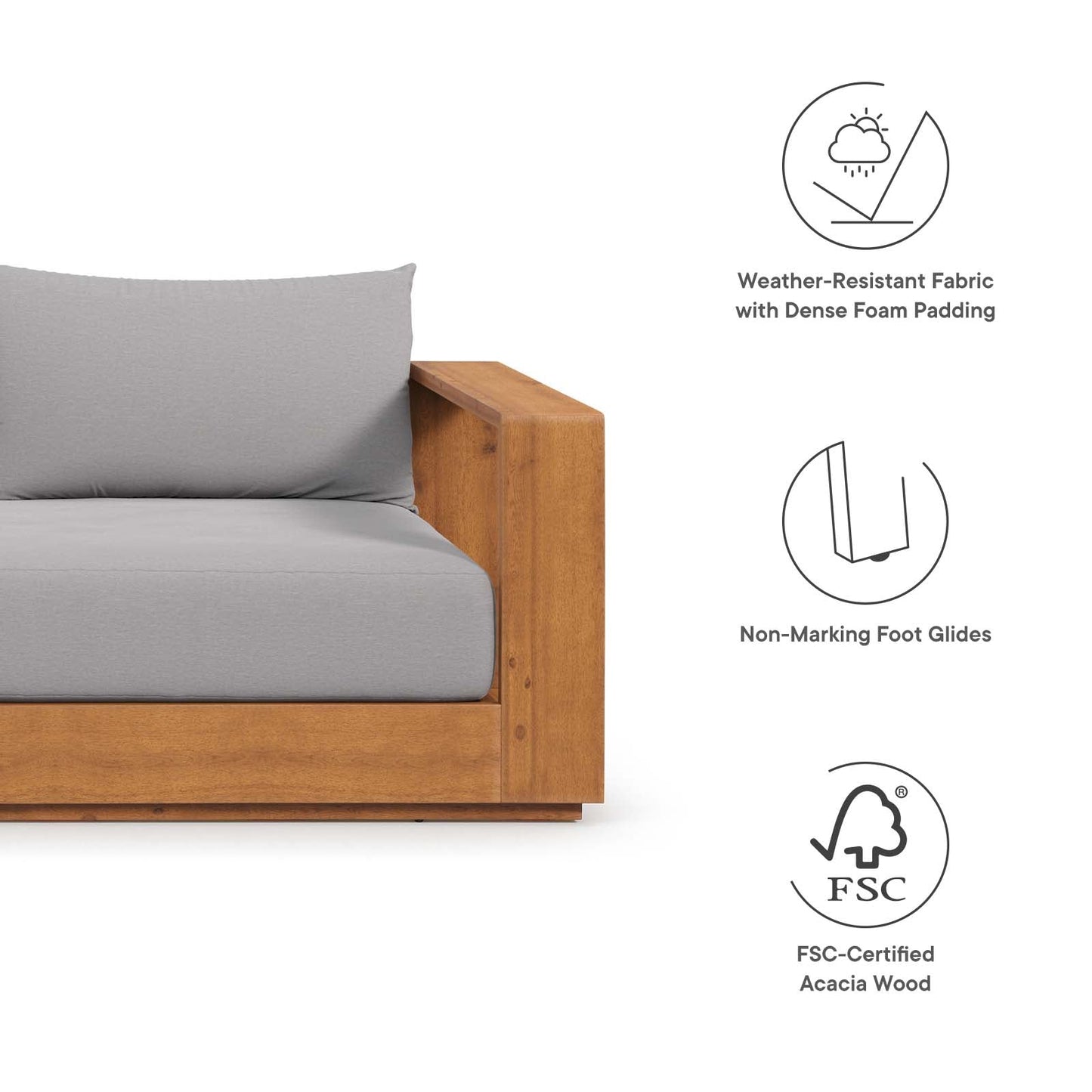 Hawthorne Outdoor Acacia Sofa | Garden Pavilion Collection | Bay & Bridle