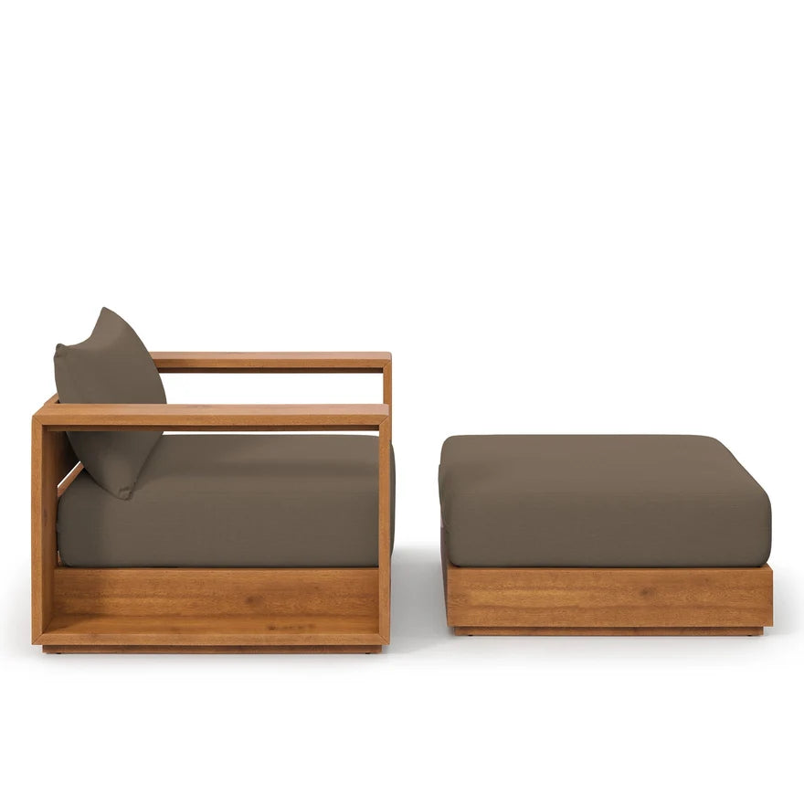 The Heritage Acacia Lounge Chair & Ottoman Set