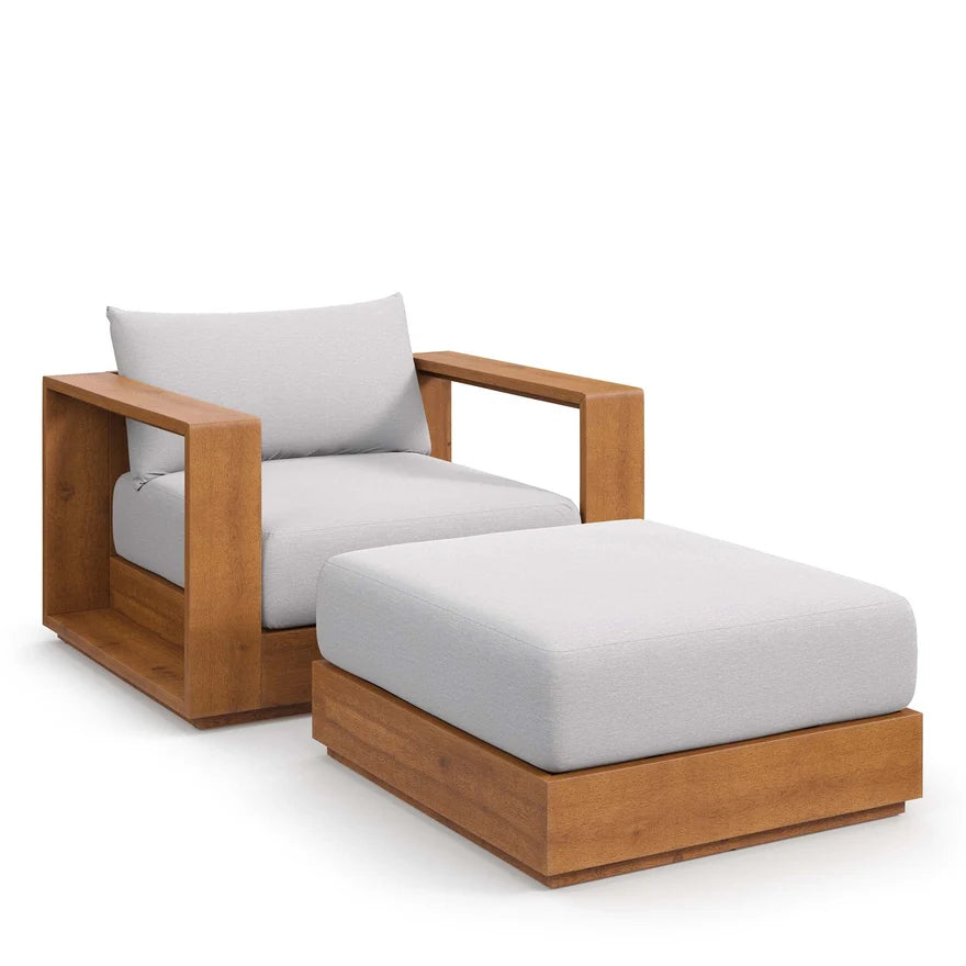 The Heritage Acacia Lounge Chair & Ottoman Set