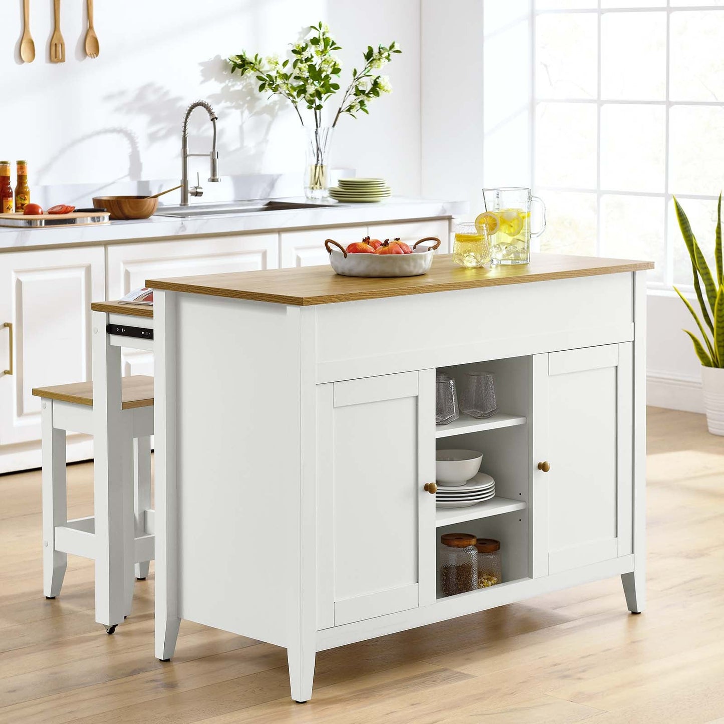 Garland 3-Piece Kitchen Island and Stool Set by Modway