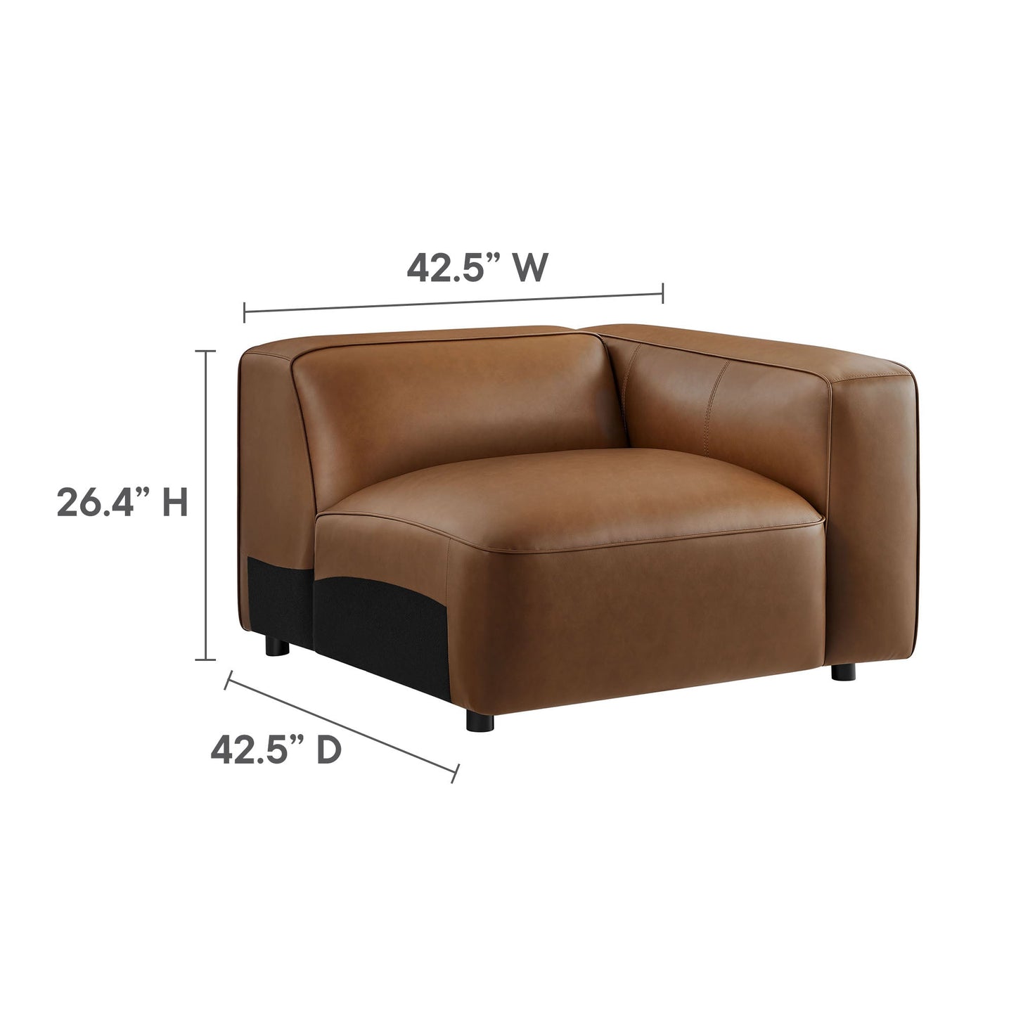 Auren 3-Piece Upholstered Vegan Leather Modular Loveseat with Ottoman by Modway
