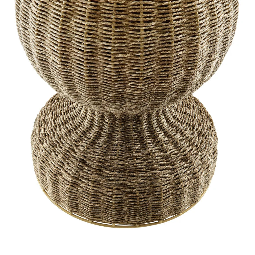 The Wren Marble & Woven Pedestal Dining Table