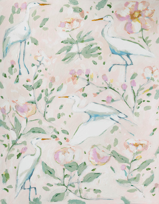 Egrets in Floral PRINT