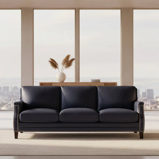 Elegant Leather Sofa American Crafted