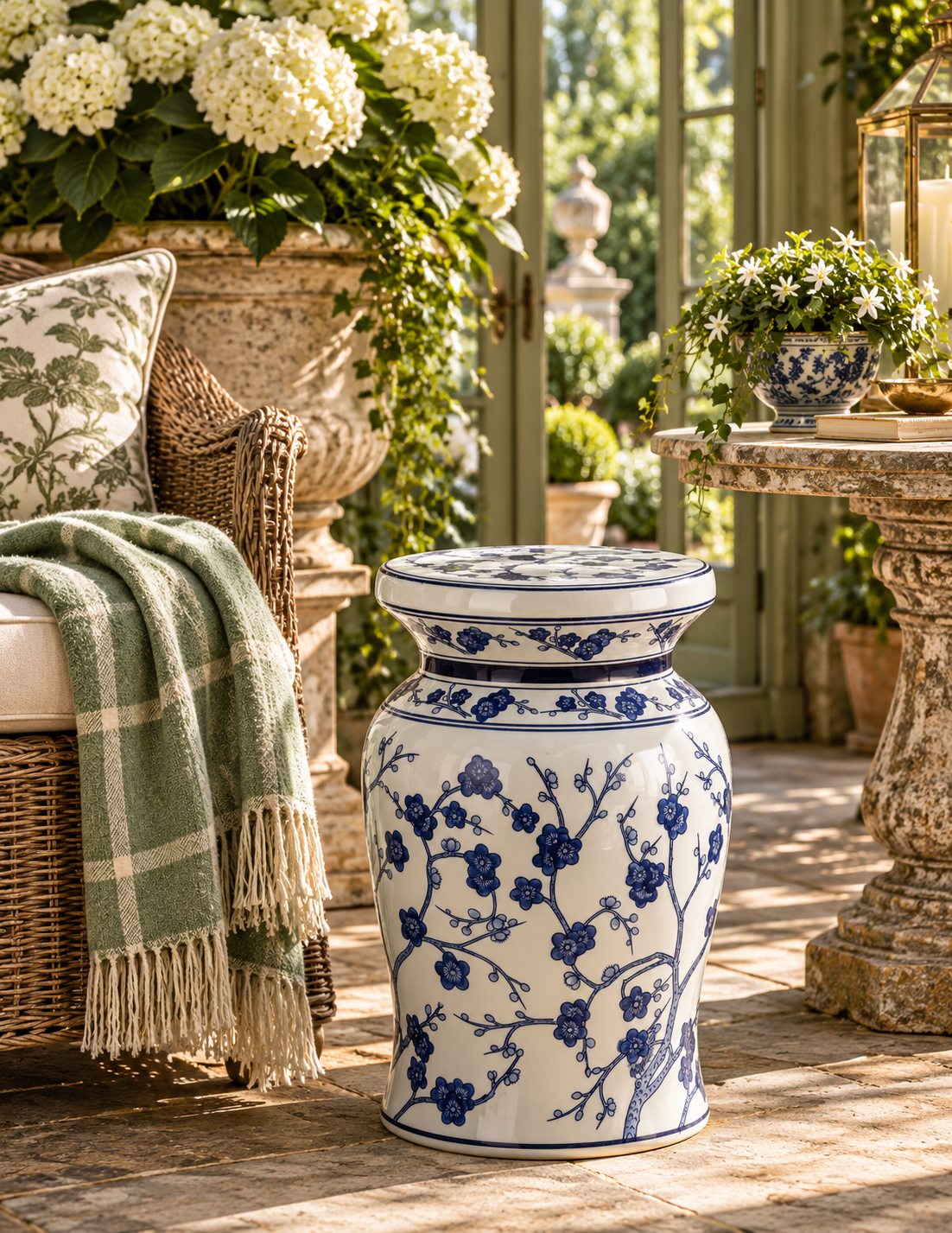 The Chinoiserie Blossom Garden Stool