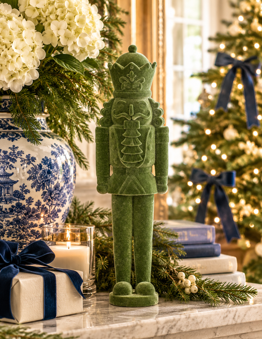 Heritage Sage Velvet Nutcracker — 18.25"