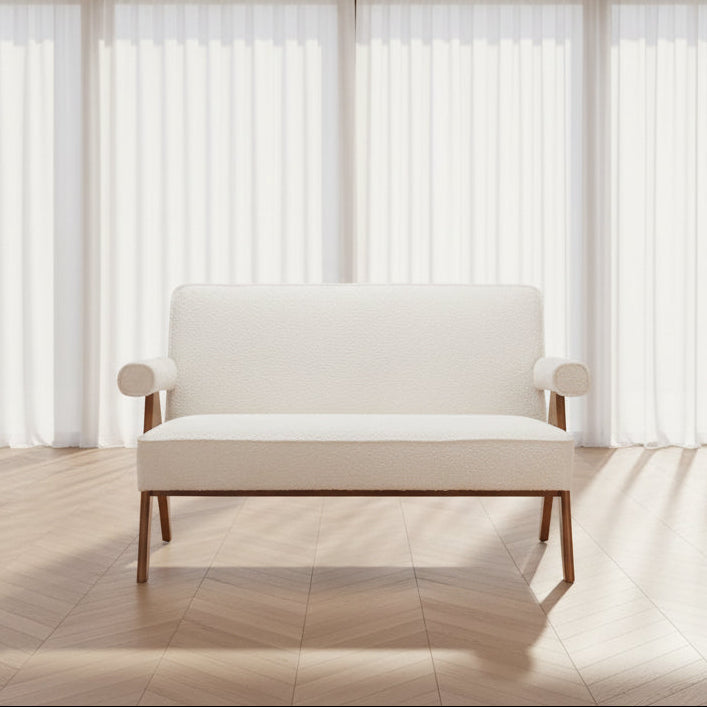 Encanto Ivory Textured Fabric Loveseat