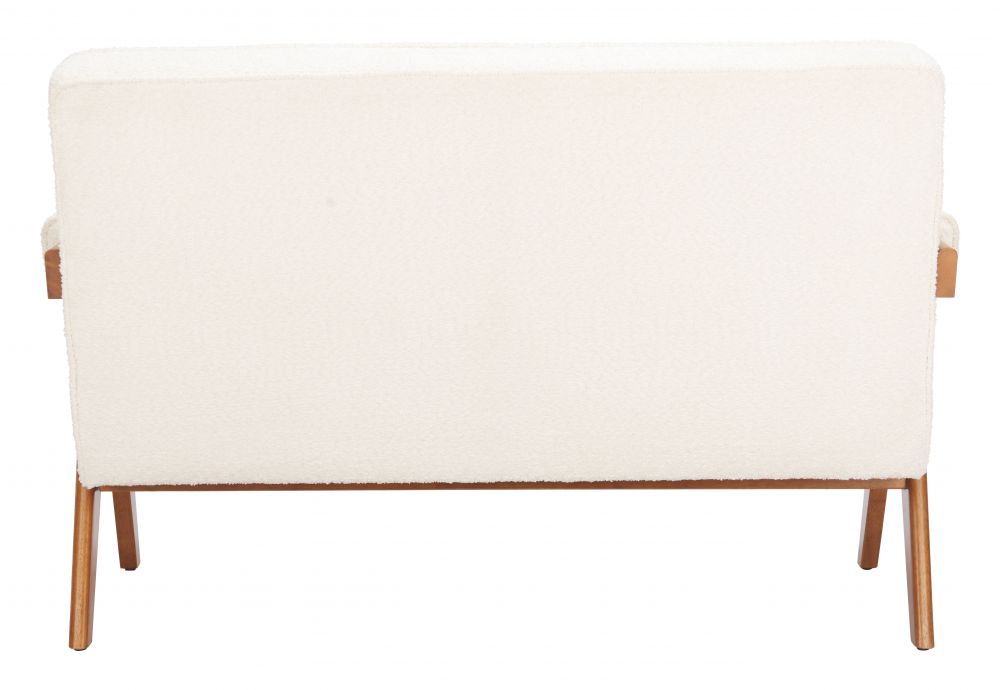 Encanto Ivory Textured Fabric Loveseat