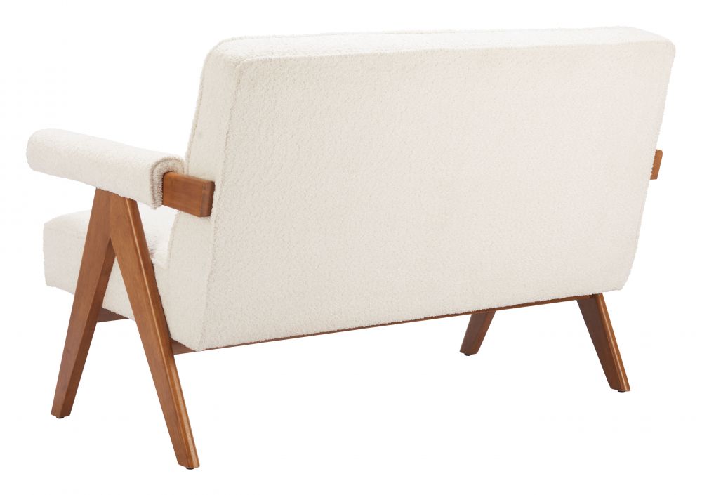 Encanto Ivory Textured Fabric Loveseat