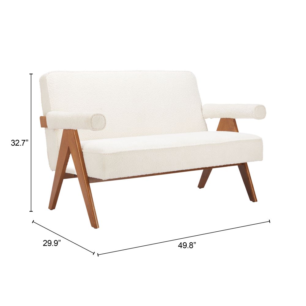 Encanto Ivory Textured Fabric Loveseat