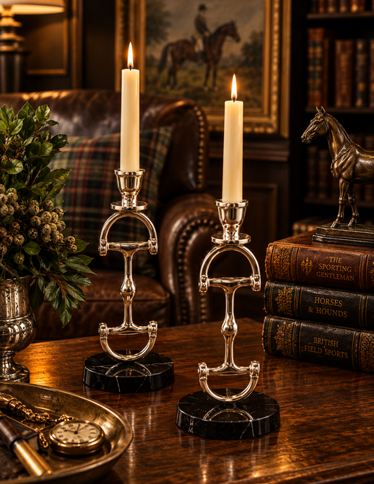 Huntley D Bit Pair of Candlesticks, Pair in Aluminum Silver Finish