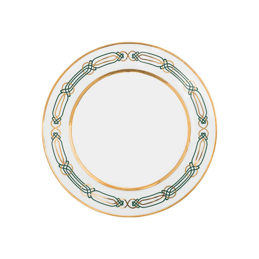 The Liberty Porcelain Dinner Plates with Emerald & Gold Border (Set of 4)