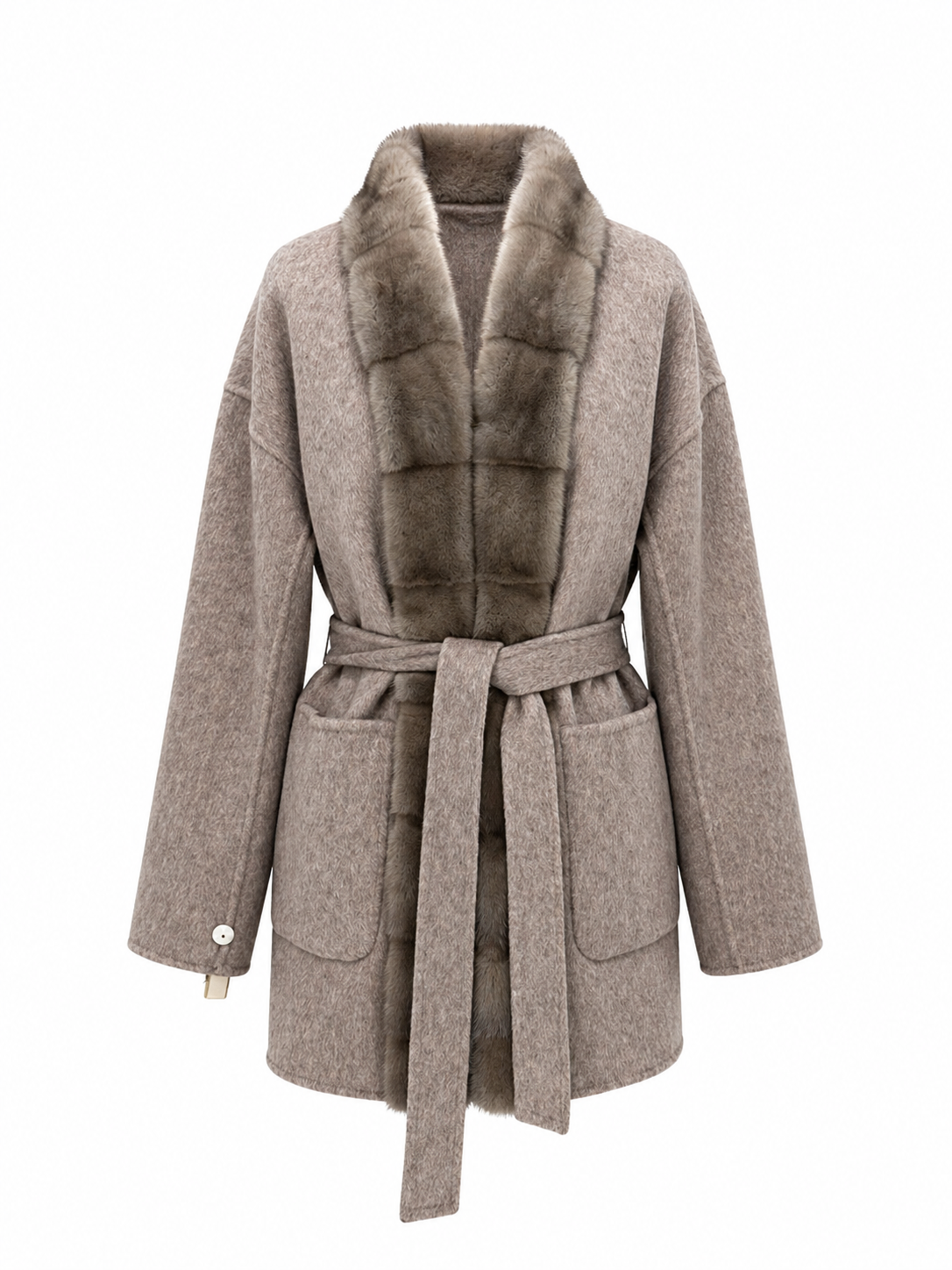 ⇆ Reversible Genuine Mink Fur Virgin Wool Coat