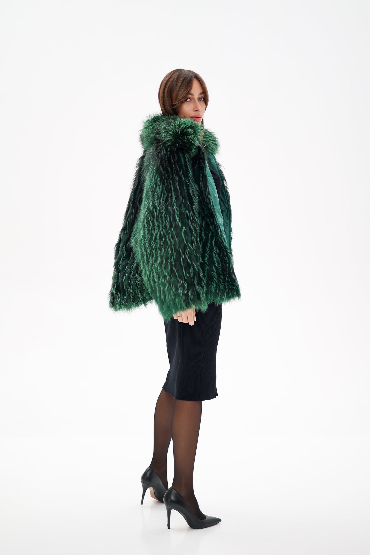Reversible Genuine Silver Fox  Down Fill Coat