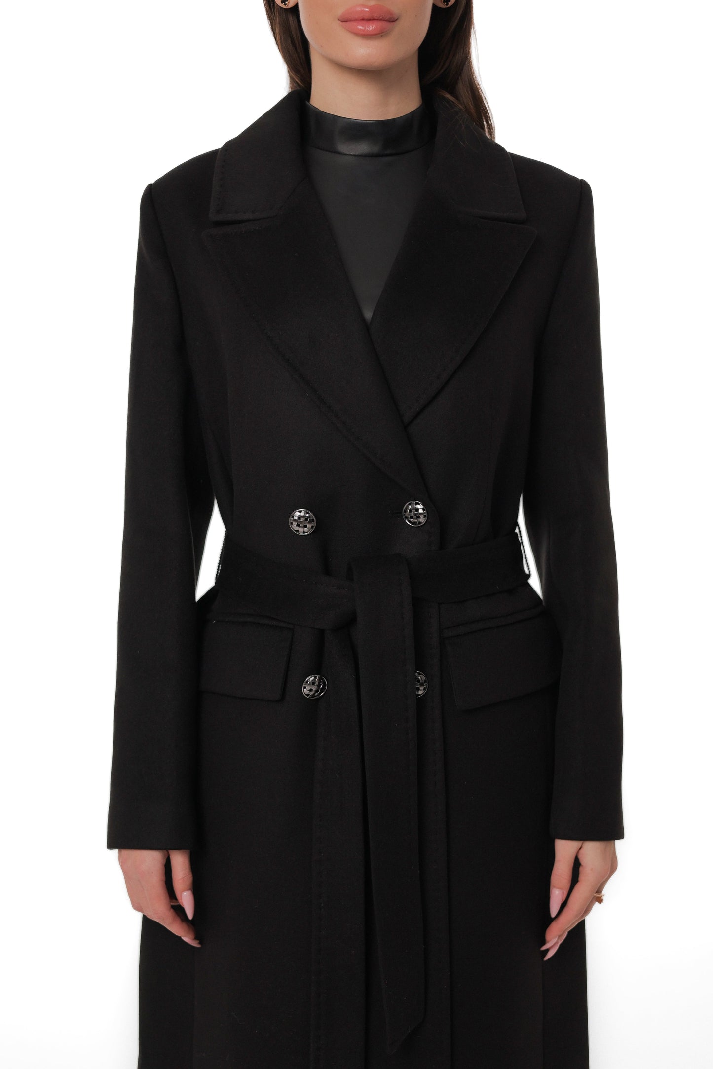 Ellis Tailored Cashmere Wool Coat in Black