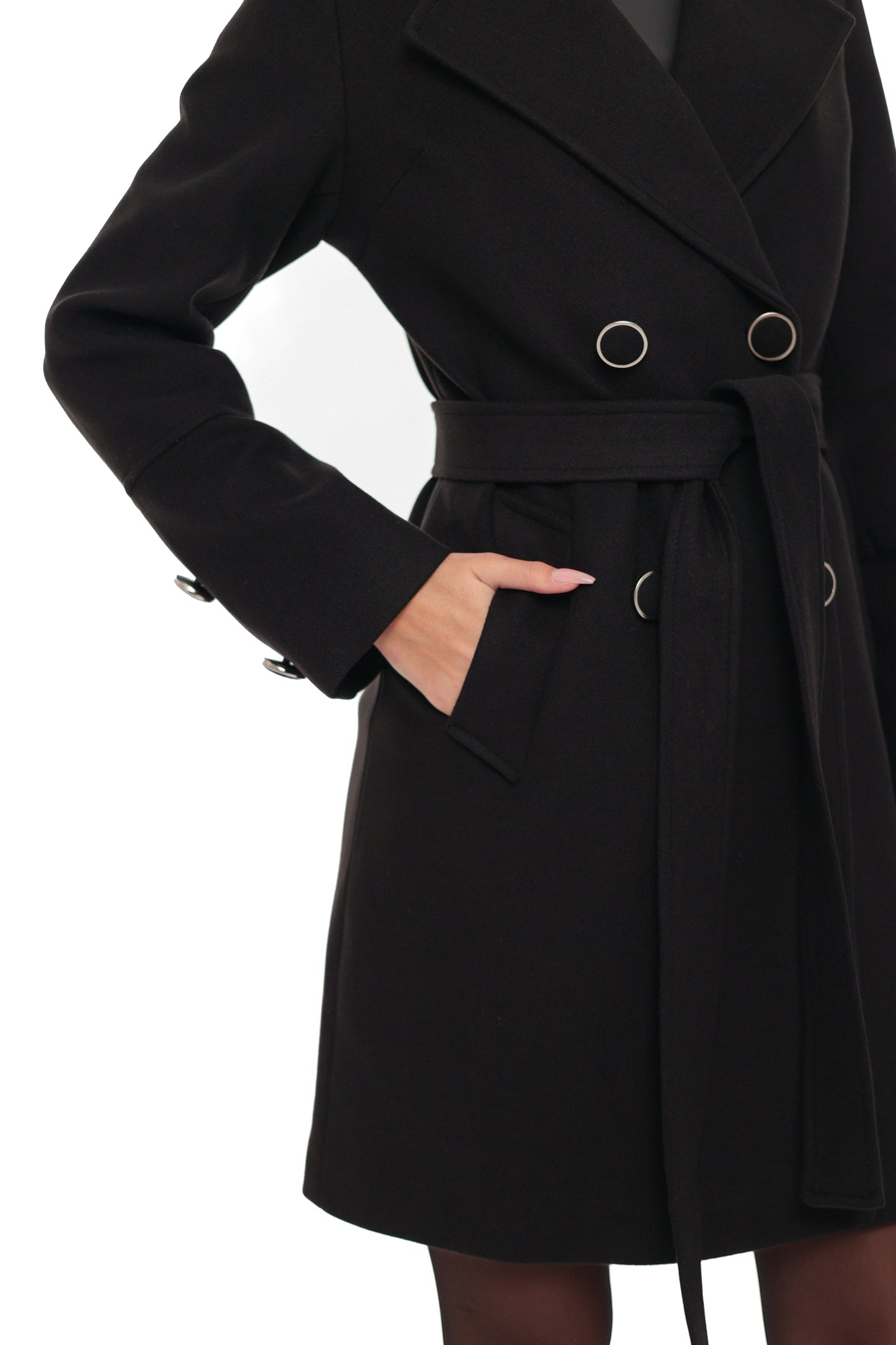 Zuri Cashmere Blend Overcoat in Black