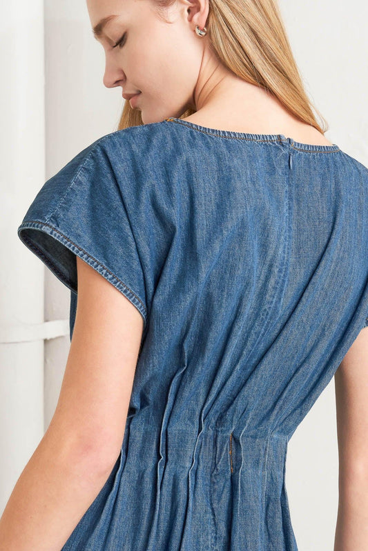 MODERN WORK DENIM MIDI DRESS