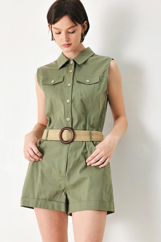 CUTIE EXPLORER WOVEN ROMPER