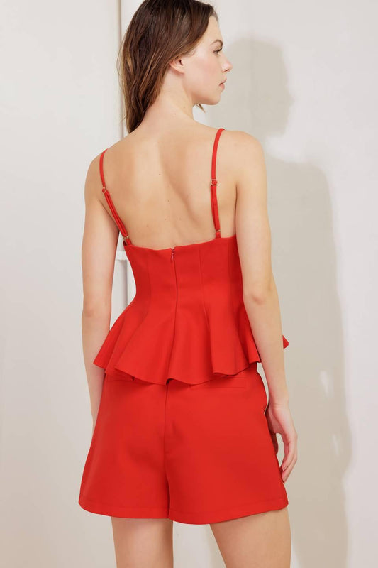 MELTED MARSHMALLOW RED WOVEN CAMI TOP