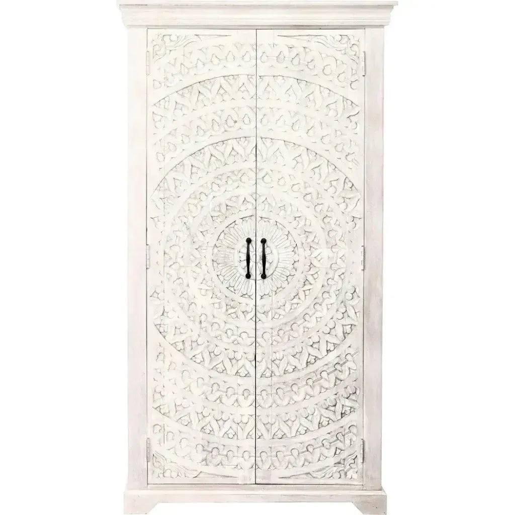 Feyloren White Coastal Tall Home Bar Cabinet