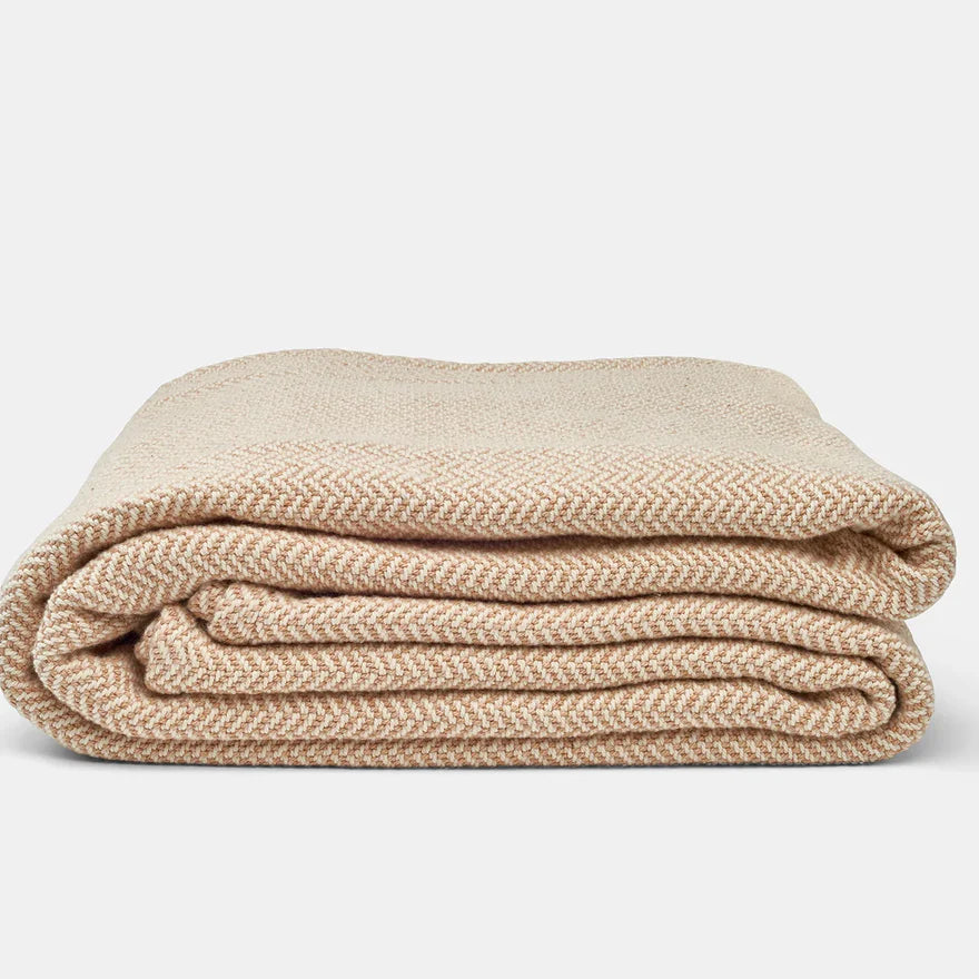 Harbor Herringbone Cotton Throw Blanket