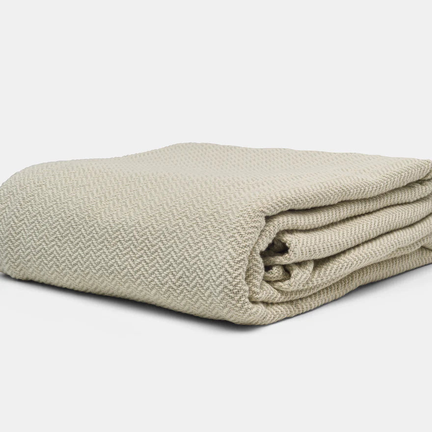Harbor Herringbone Cotton Throw Blanket