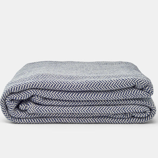 Harbor Herringbone Cotton Throw Blanket