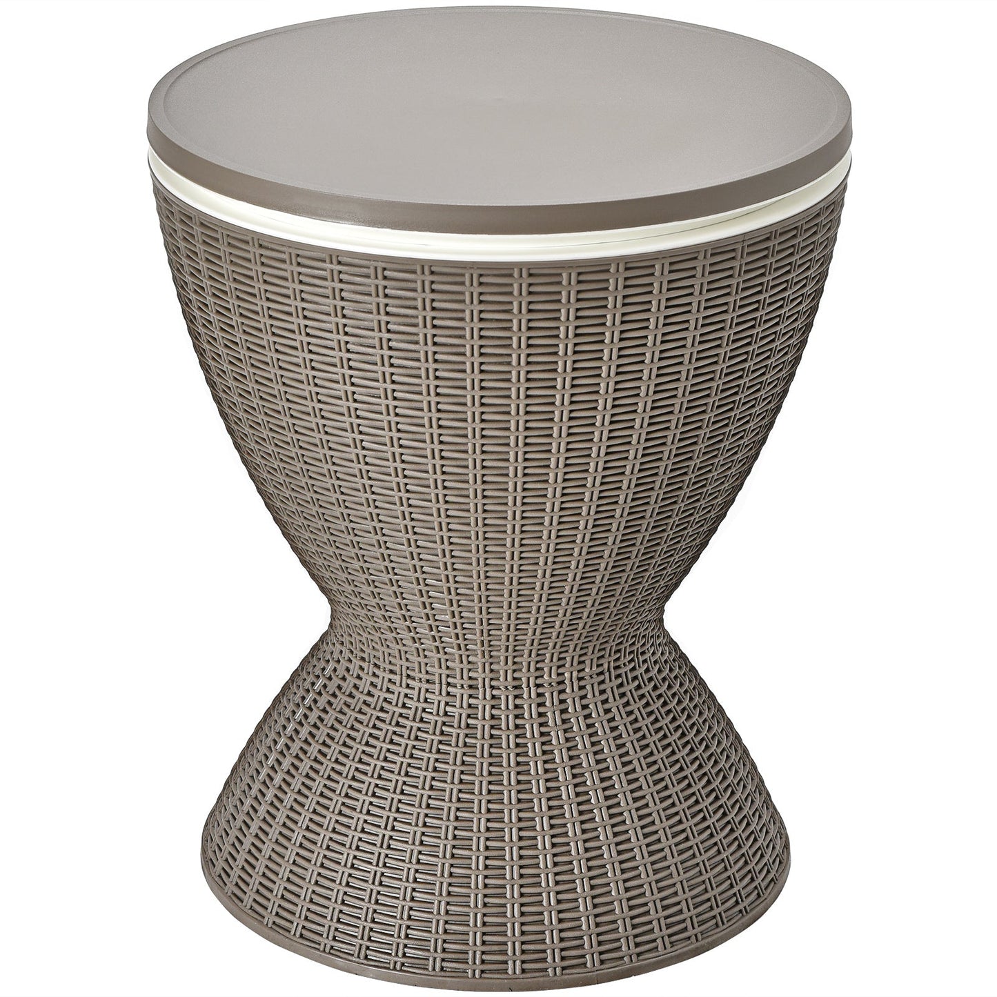 3 in 1 8 Gallon Patio Rattan Cooler Bar Table with Adjust Ice Bucket-Black