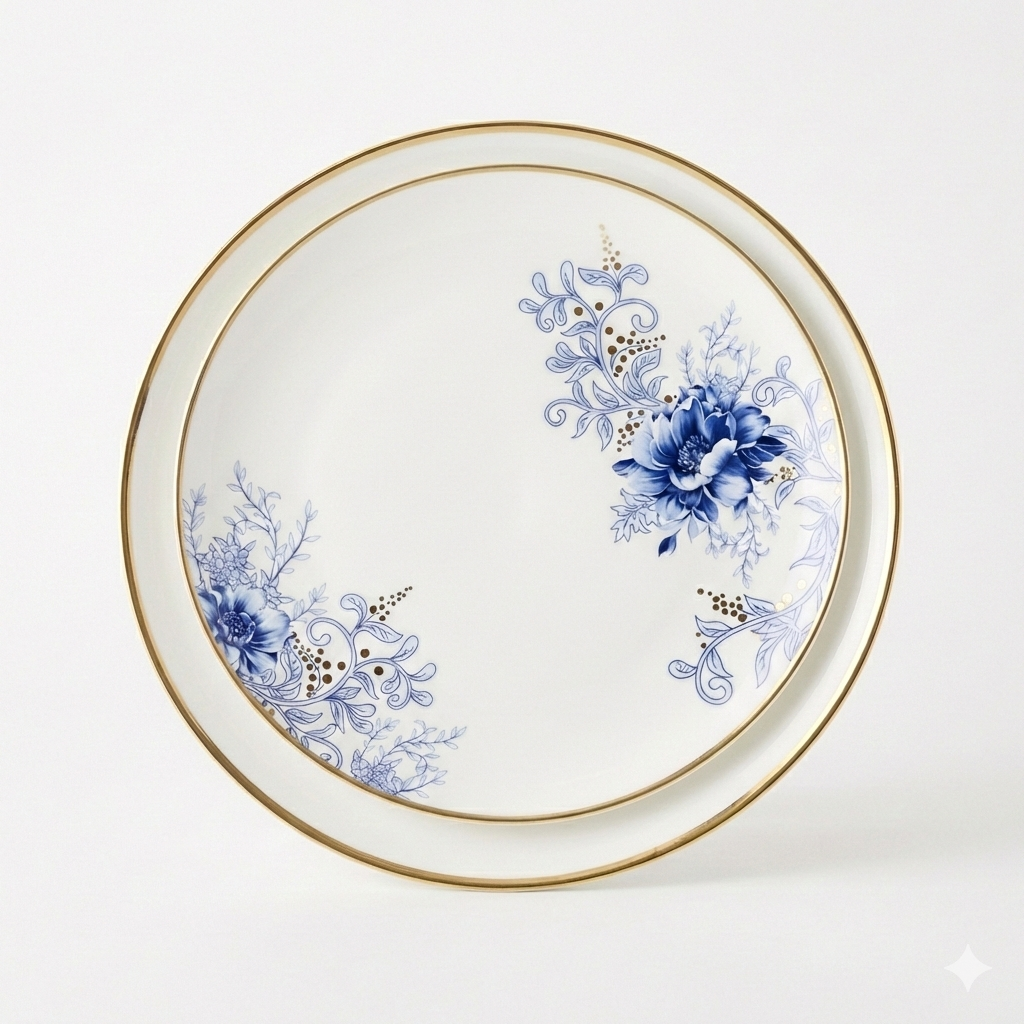 The Mazarine Blue Floral Porcelain Accent Plates — Set of 4