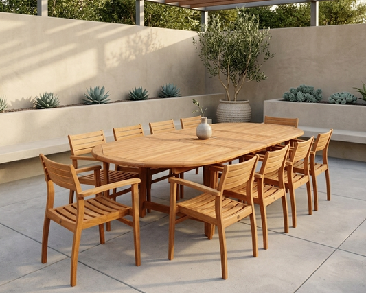 ** Julien FSC Certified Teak Wood Outdoor Patio Extendable Dining Set