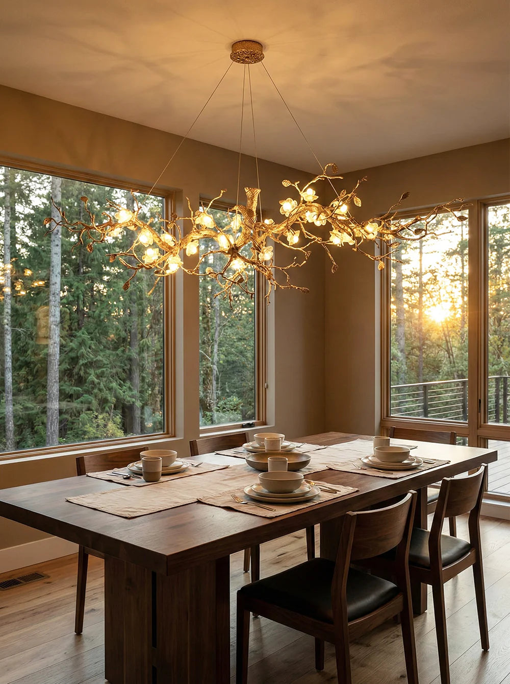 Glass Flower Tree Branch Chandelier