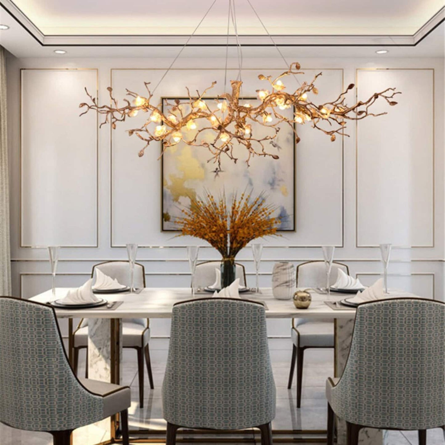 Glass Flower Tree Branch Chandelier