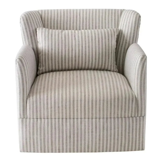Grace Fabric Striped Sawivel Club Chair