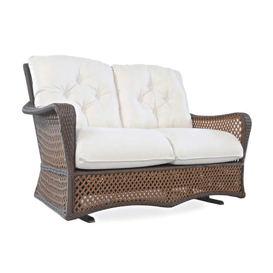 Grand Traverse Patio Glider Loveseat Sunbrella Cushions