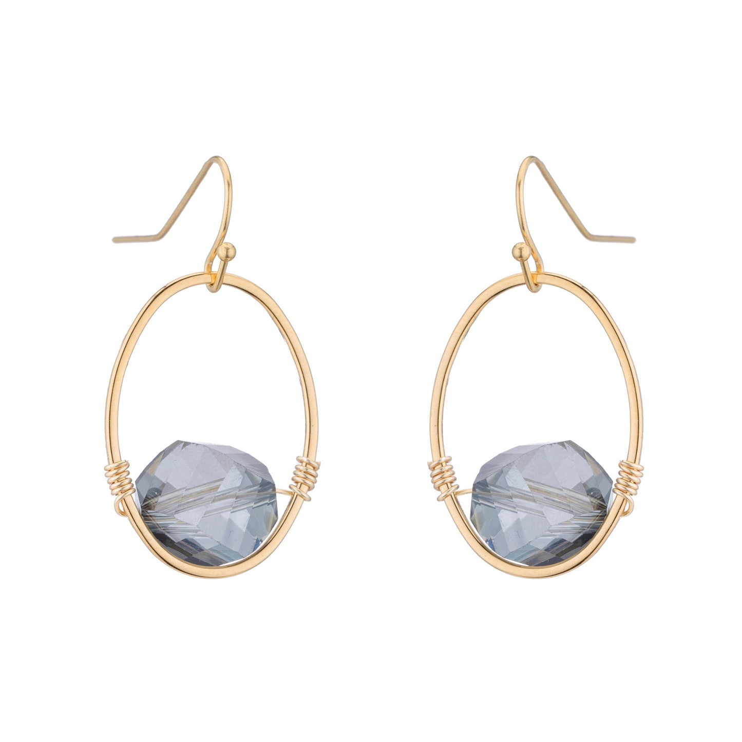 Gray Crystal Oval Earrings