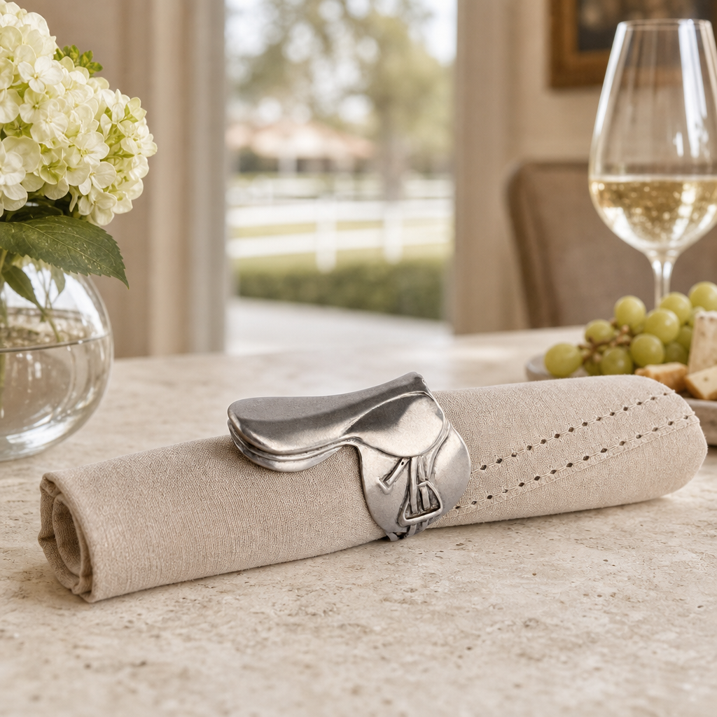 The Ashford English Saddle Pewter Napkin Rings | Set of 4