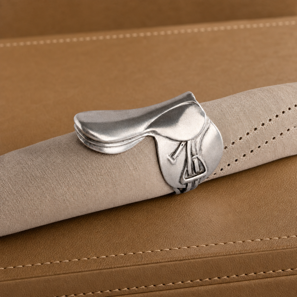 The Ashford English Saddle Pewter Napkin Rings | Set of 4