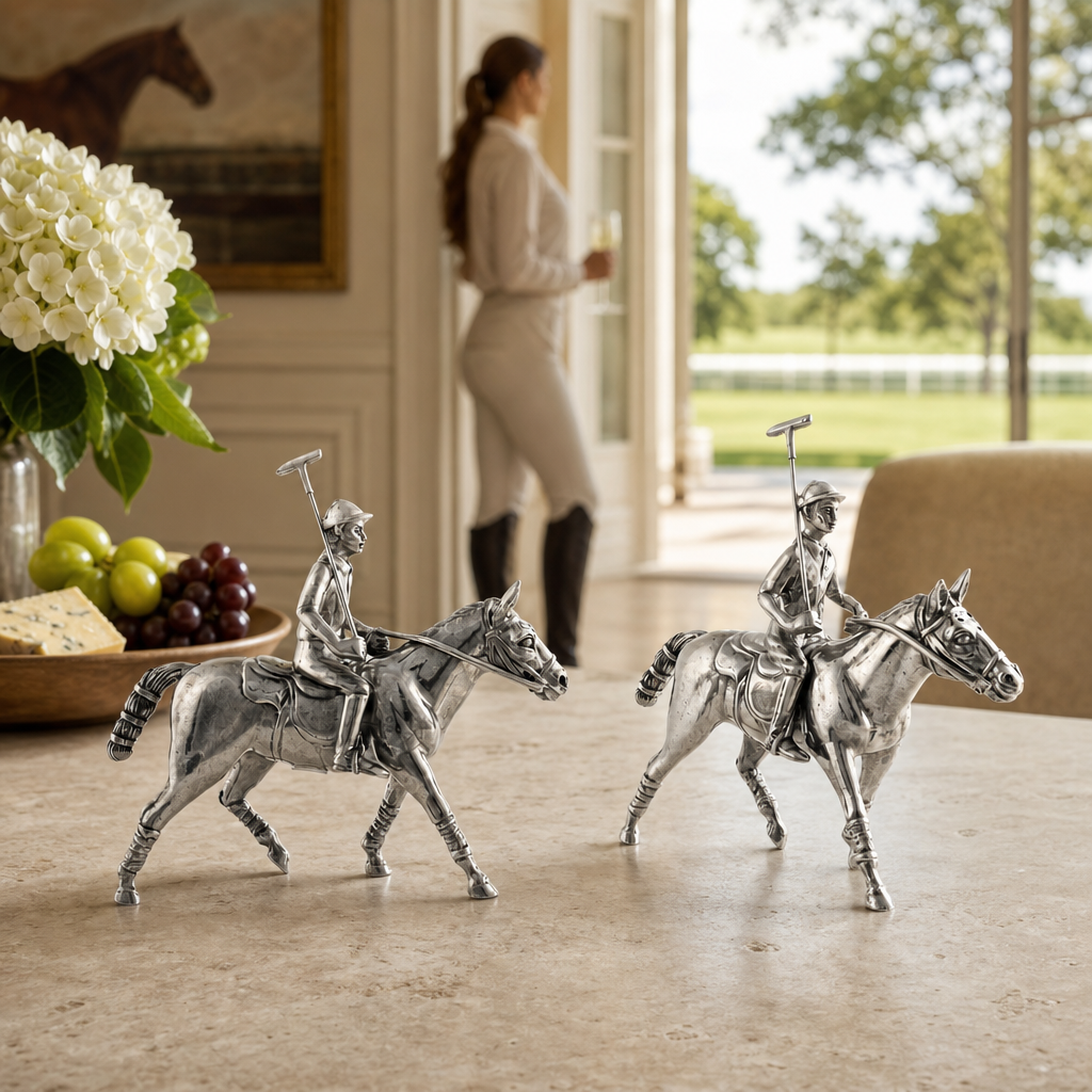 Ashford Pewter Polo Player Salt & Pepper Shaker Set