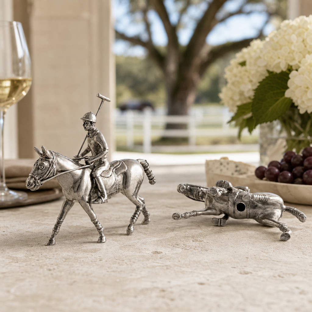 Ashford Pewter Polo Player Salt & Pepper Shaker Set