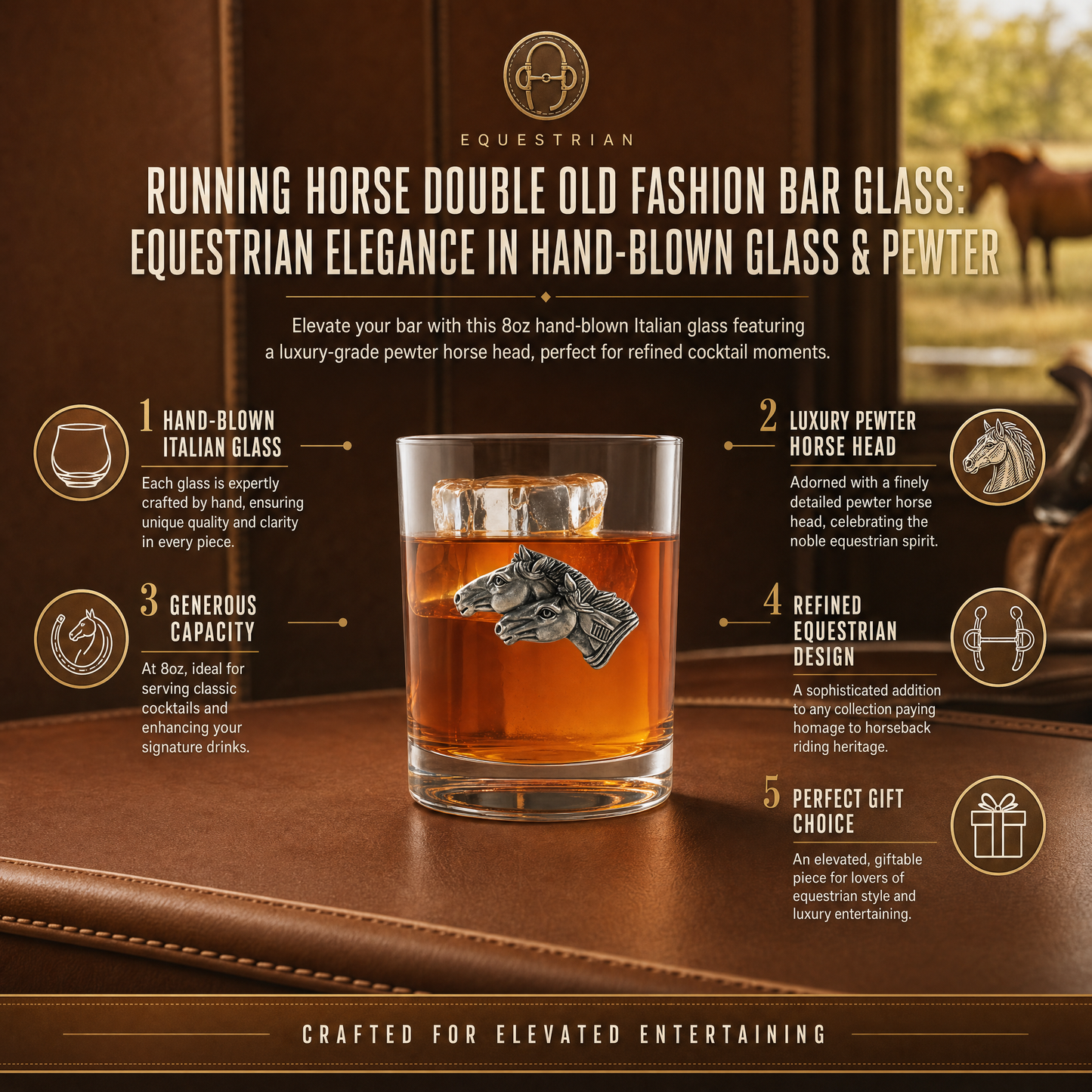 The Ashbourne Running Horse Double Old Fashioned Glass