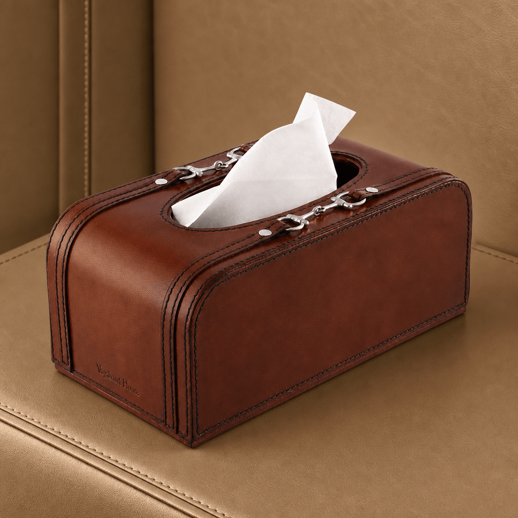 Ashbourne Genuine Leather Horse Bit Tissue Box Cover
