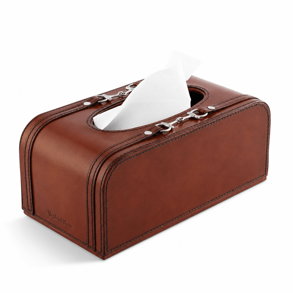 Ashbourne Genuine Leather Horse Bit Tissue Box Cover