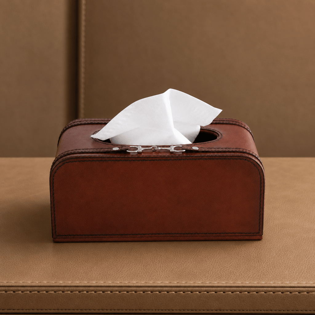 Ashbourne Genuine Leather Horse Bit Tissue Box Cover