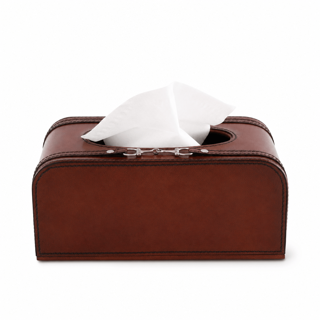 Ashbourne Genuine Leather Horse Bit Tissue Box Cover