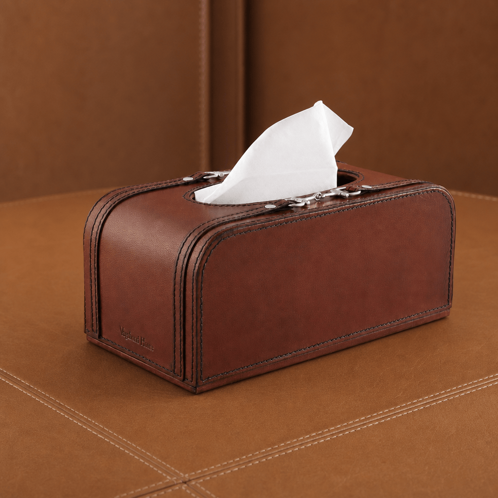 Ashbourne Genuine Leather Horse Bit Tissue Box Cover