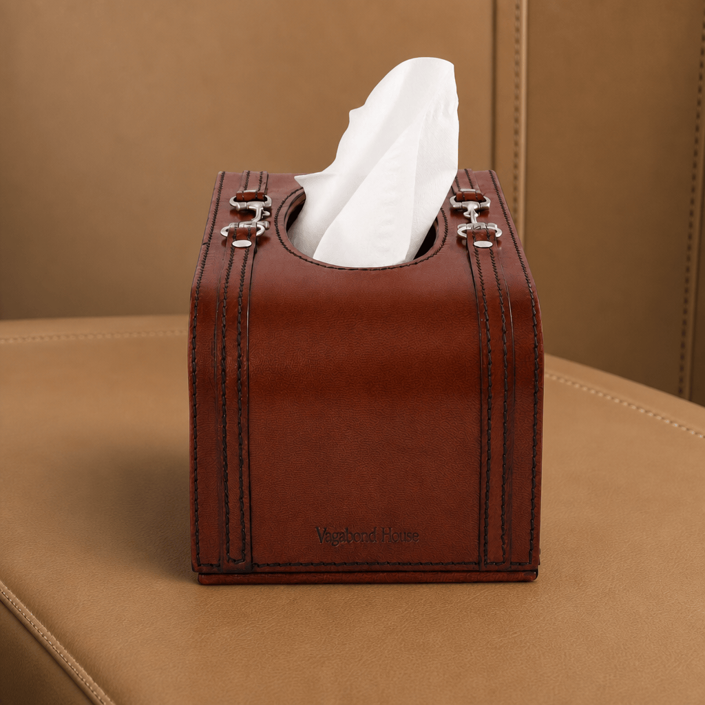 Ashbourne Genuine Leather Horse Bit Tissue Box Cover